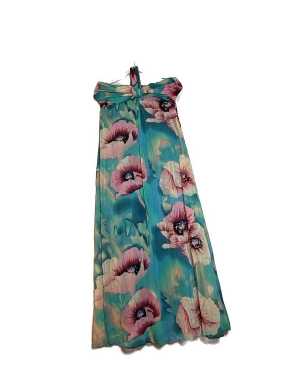 L Xhilaration Women's Blue and Pink Floral Strapless Maxi Dress